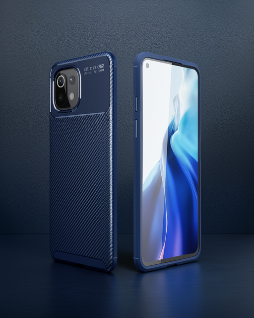 Xiaomi Mi 11 Lite Kılıf Auto Focus Karbon Kapak - Lacivert