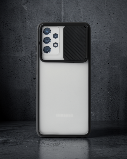 Samsung Galaxy A72 Kılıf Palm Buzlu Kamera Sürgülü Silikon - Siyah