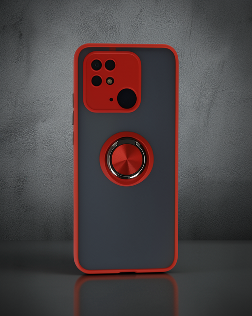 Xiaomi Redmi 10c Kılıf Montreal Yüzüklü Silikon Kapak - Kırmızı