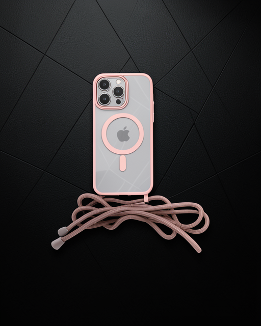 Apple İphone 12 Pro Kılıf Divo Lazer Askılı Magsafe Kapak - Pembe