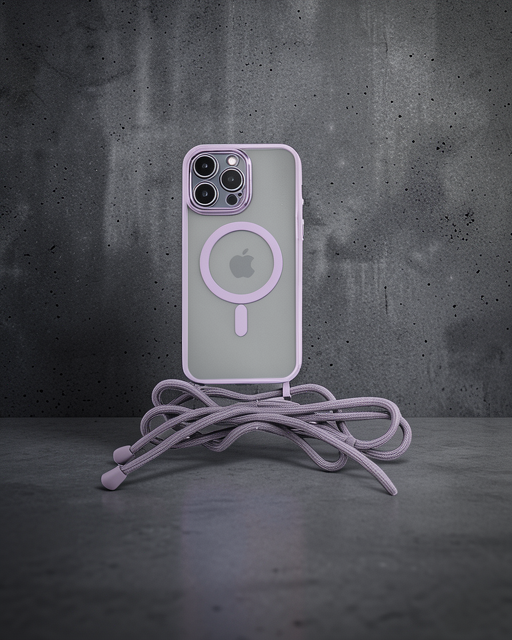 Apple İphone 12 Pro Max Kılıf Divo Lazer Askılı Magsafe Kapak - Lila