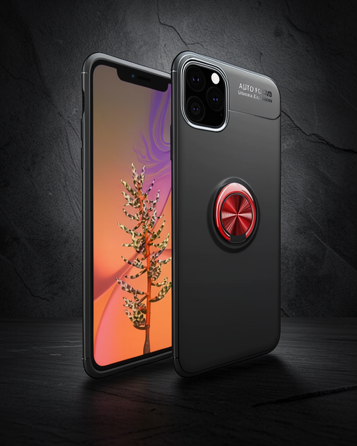 Apple İphone 11 Pro Kılıf Range Yüzüklü Silikon - Siyah-kırmızı