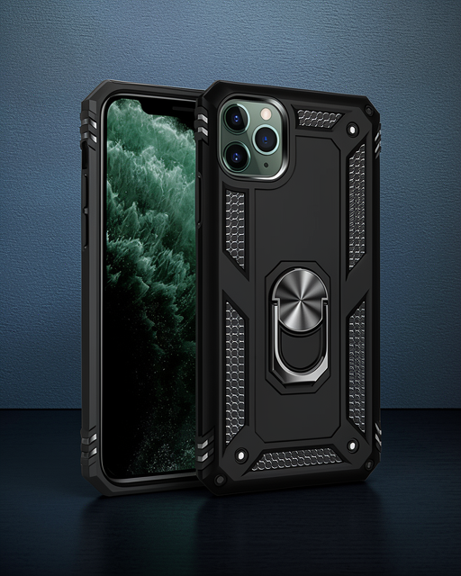 Apple İphone 11 Pro Max Kılıf Sofya Yüzüklü Silikon Kapak - Siyah