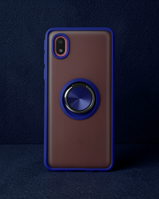 Samsung Galaxy A01 Core Kılıf Montreal Yüzüklü Silikon Kapak - Lacivert