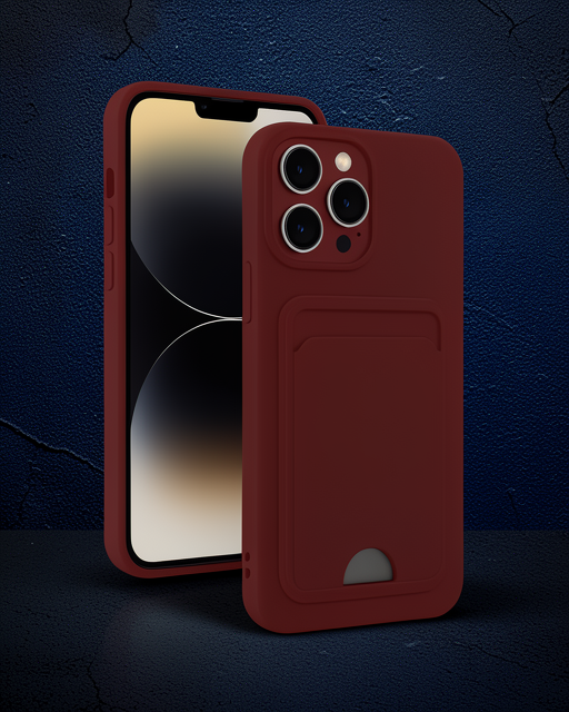 Apple İphone 15 Pro Max Kılıf Kelvin Kartvizitli Silikon - Bordo