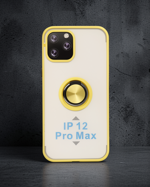 Apple İphone 12 Pro Kılıf Montreal Yüzüklü Silikon Kapak - Sarı