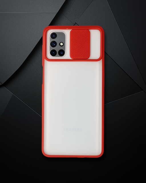 Samsung Galaxy M51 Kılıf Palm Buzlu Kamera Sürgülü Silikon - Kırmızı