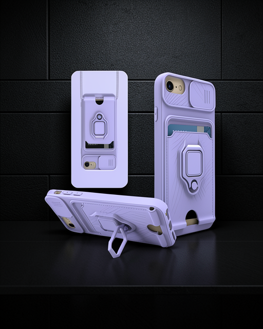 Apple İphone 6 Kılıf Zuma Kartvizitli Yüzüklü Silikon - Lila