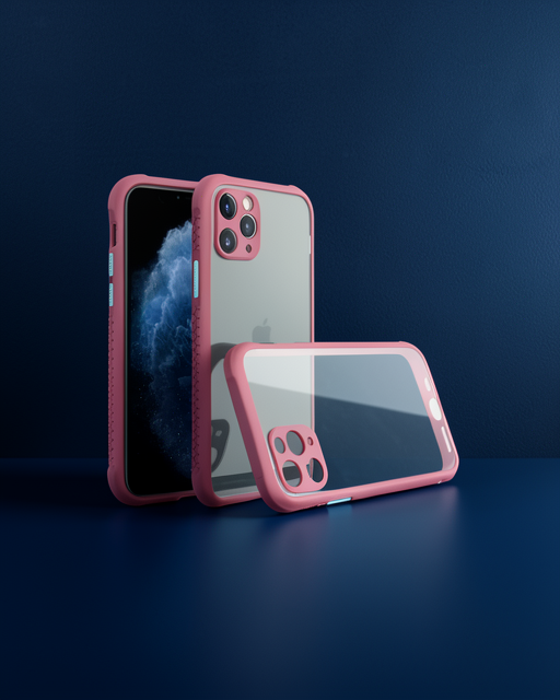 Apple İphone 11 Pro Max Kılıf Miami Şeffaf Silikon - Fuşya