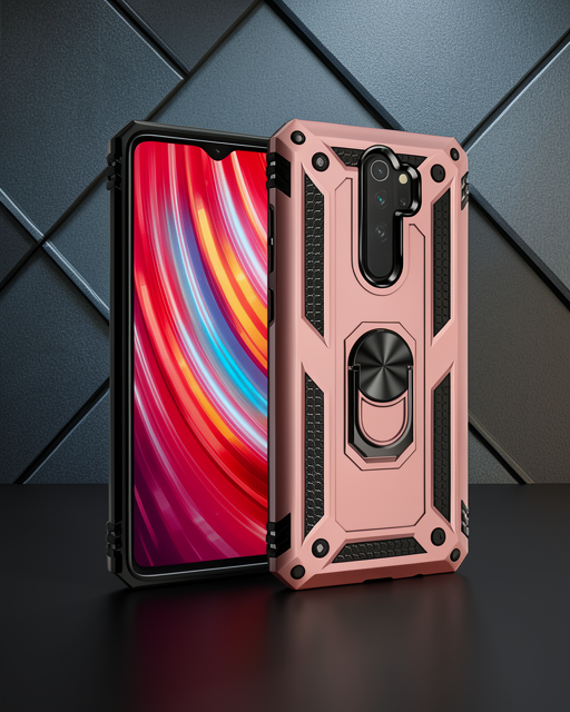 Xiaomi Redmi Note 8 Pro Kılıf Sofya Yüzüklü Silikon Kapak - Rose