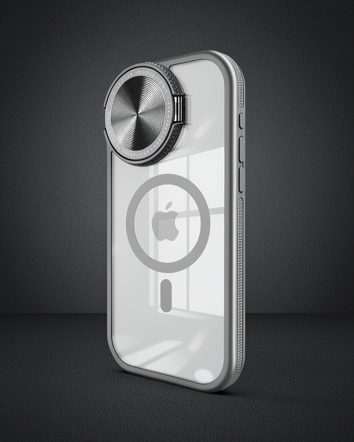 Apple İphone 15 Pro Kılıf Teleskop Lens Magsafe Silikon Kapak - Titan Gri