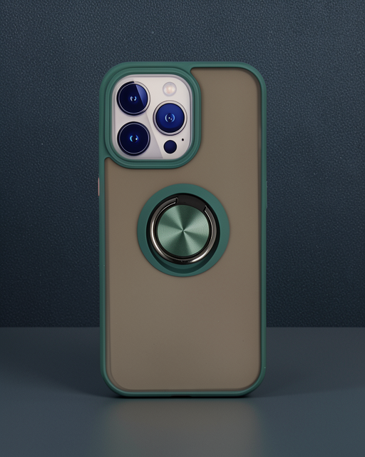 Apple İphone 15 Pro Kılıf Montreal Yüzüklü Silikon Kapak - Yeşil
