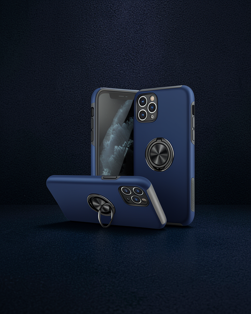 Apple İphone 11 Pro Max Kılıf Elit Yüzüklü Kapak - Lacivert