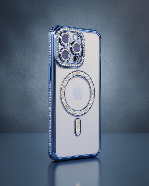 Apple İphone 15 Pro Max Kılıf Joke Simli Magneticsafe Kılıf - Mavi