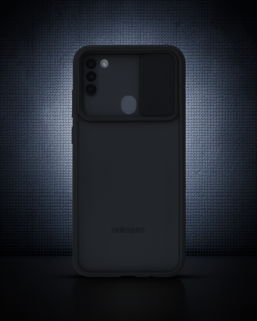 Samsung Galaxy A11 Kılıf Palm Buzlu Kamera Sürgülü Silikon - Siyah