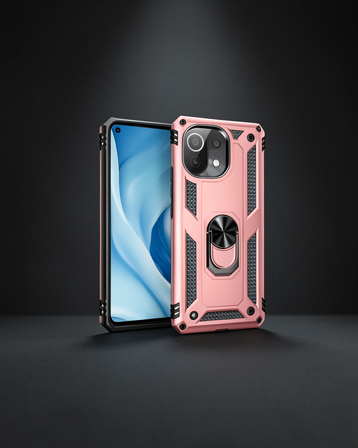 Xiaomi Mi 11 Lite Kılıf Sofya Yüzüklü Silikon Kapak - Rose