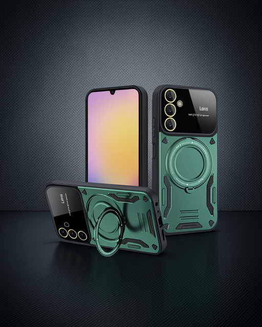 Samsung Galaxy A26 Kılıf Joy Lens Standlı Kapak - Koyu Yeşil