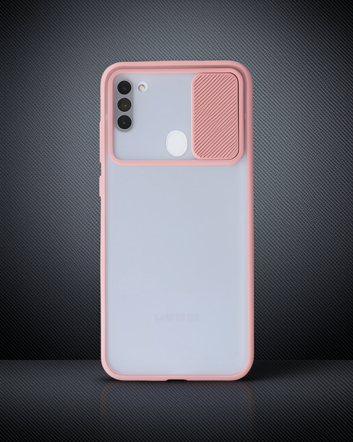 Samsung Galaxy A11 Kılıf Palm Buzlu Kamera Sürgülü Silikon - Pembe
