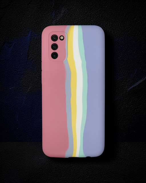 Samsung Galaxy A03s Kılıf Ebruli Lansman Silikon - Pembe-lila