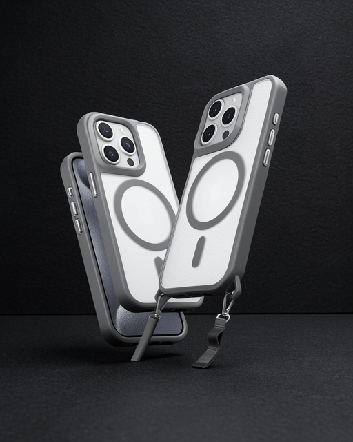 Apple İphone 15 Pro Max Kılıf Enka Magsafe Silikon Kılıf - Titan Gri