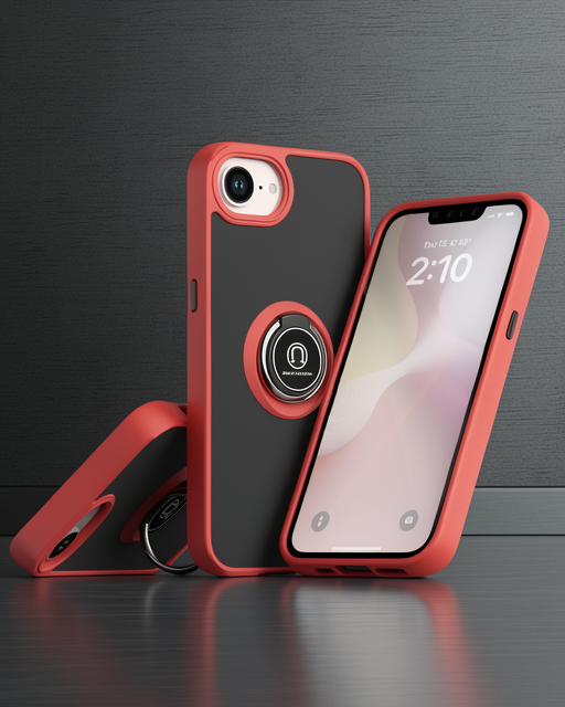 Apple İphone 16e Kılıf Montreal Yüzüklü Silikon Kapak - Kırmızı
