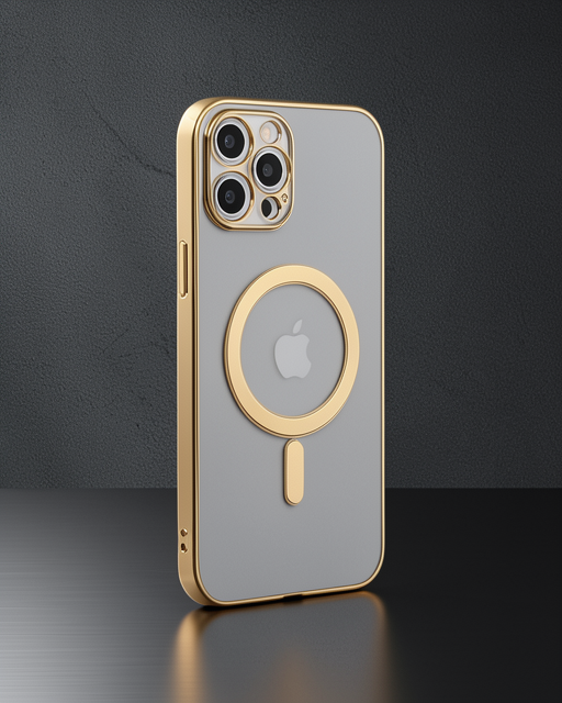 Apple İphone 12 Pro Kılıf Magneticsafe Lazer Silikon - Gold