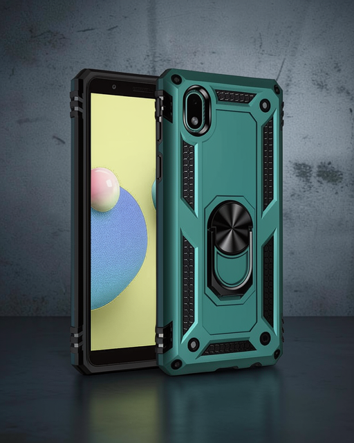 Samsung Galaxy A01 Core Kılıf Sofya Yüzüklü Silikon Kapak - Yeşil