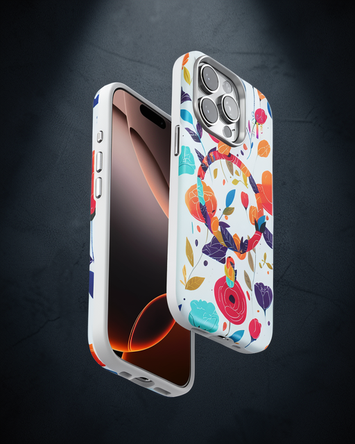 Onegif Apple İphone 14 Pro Max Flower Series Magsafe Kapak - Beyaz