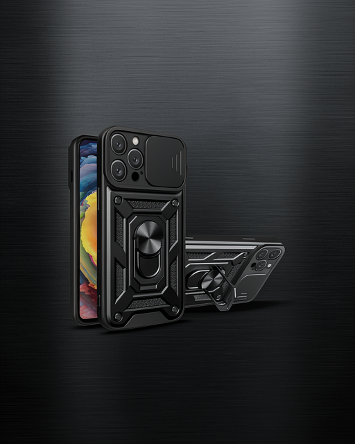 Apple İphone 16 Pro Kılıf Pars Lens Yüzüklü Silikon - Siyah