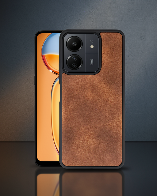 Xiaomi Redmi 13c Kılıf Aras Deri Kapak - Taba