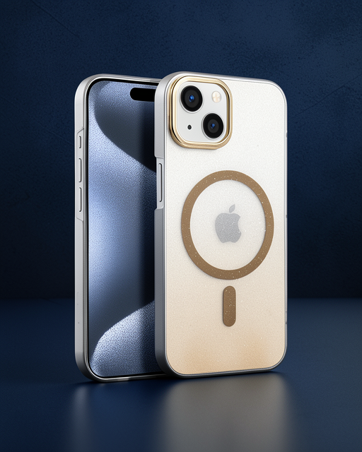Apple İphone 14 Glossy Magsafe Kapak - Çöl Titanyum
