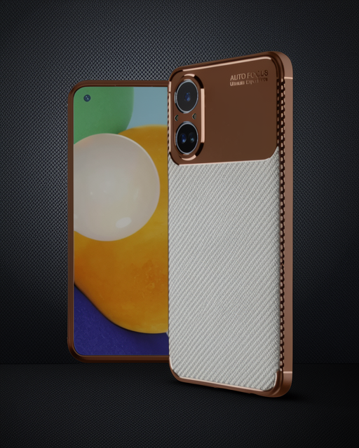 Realme 12 Lite Kılıf Auto Focus Karbon Kapak - Kahverengi