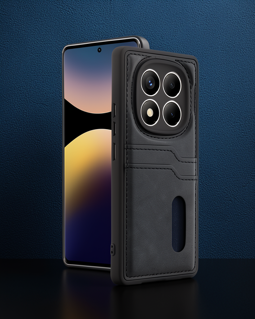 Xiaomi Redmi Note 14 Pro 5g Kılıf Sara Kartvizitli Deri Kılıf - Siyah