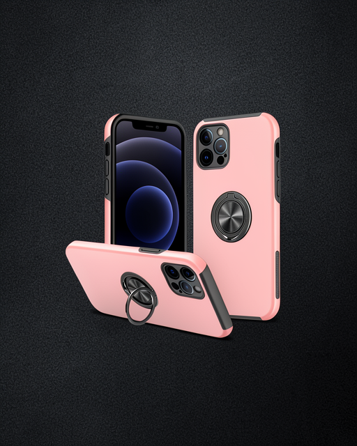 Apple İphone 12 Pro Kılıf Elit Yüzüklü Kapak - Pembe