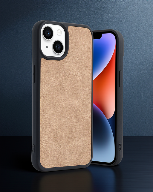 Apple İphone 14 Kılıf Aras Deri Kapak - Pudra