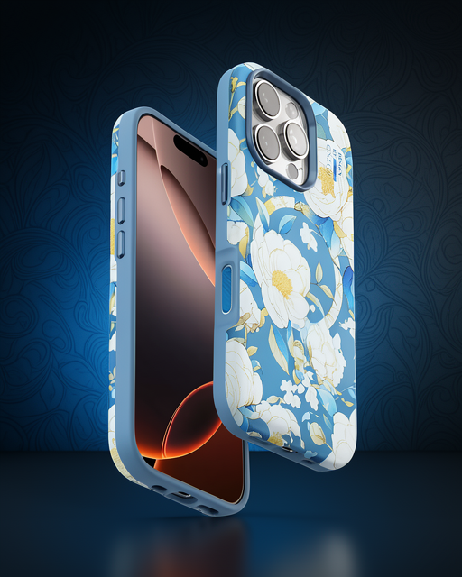 Onegif Apple İphone 16 Pro Max Flower Series Magsafe Kapak - Mavi