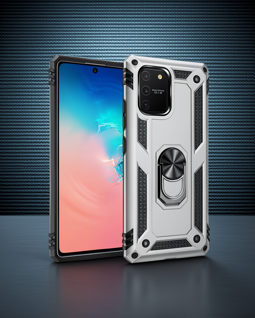 Samsung Galaxy A91 / S10 Lite Kılıf Sofya Yüzüklü Silikon Kapak - Gümüş