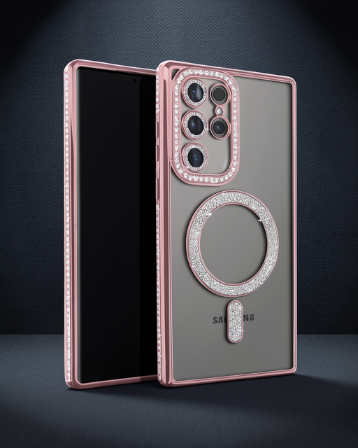 Samsung Galaxy S25 Ultra Kılıf Joke Simli Magneticsafe Kılıf - Pembe