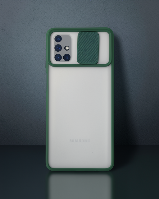 Samsung Galaxy M51 Kılıf Palm Buzlu Kamera Sürgülü Silikon - Yeşil