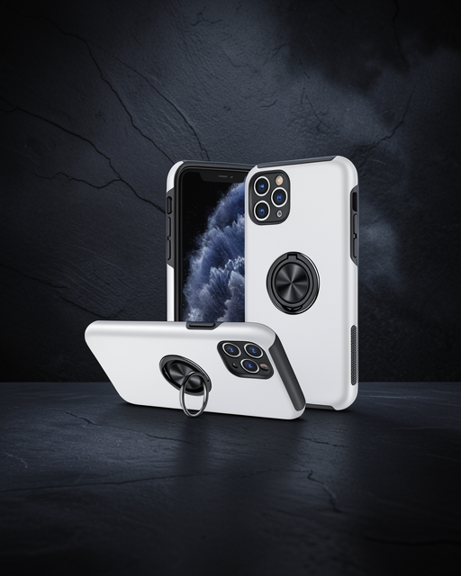 Apple İphone 11 Pro Max Kılıf Elit Yüzüklü Kapak - Gümüş