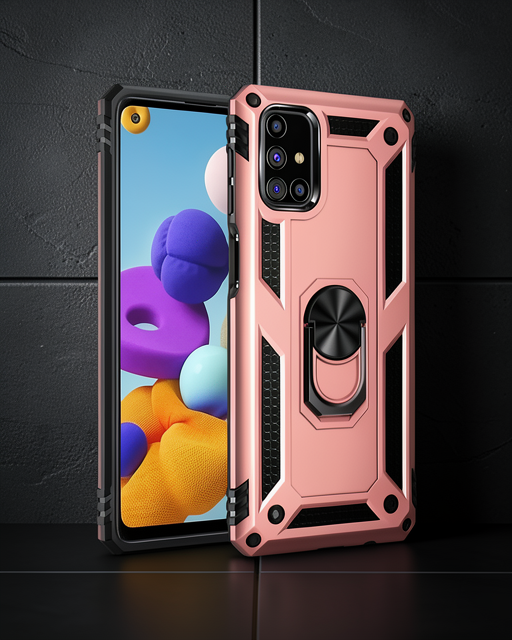 Samsung Galaxy M31s Kılıf Sofya Yüzüklü Silikon Kapak - Rose