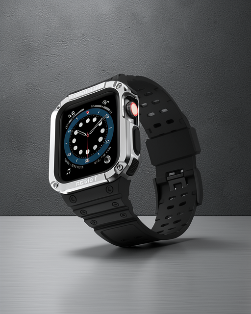 Apple Watch 42mm Kr401 Silikon Kordon - Siyah-gümüş