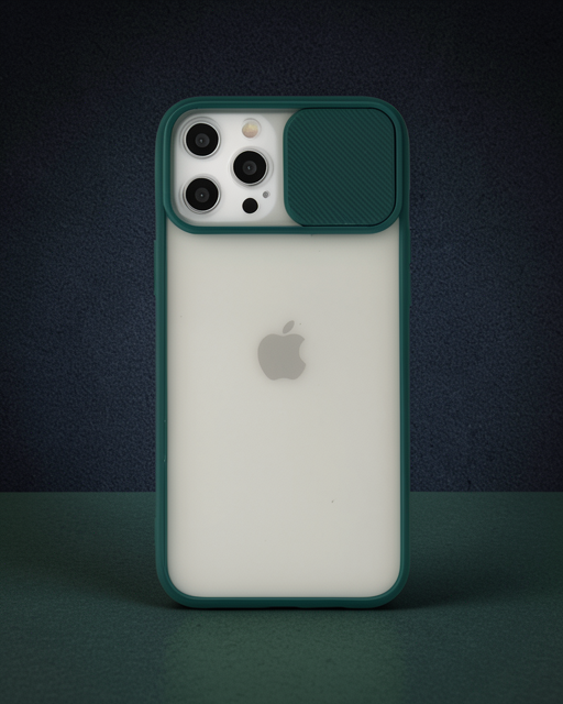 Apple İphone 12 Pro Max Kılıf Palm Buzlu Kamera Sürgülü Silikon - Yeşil