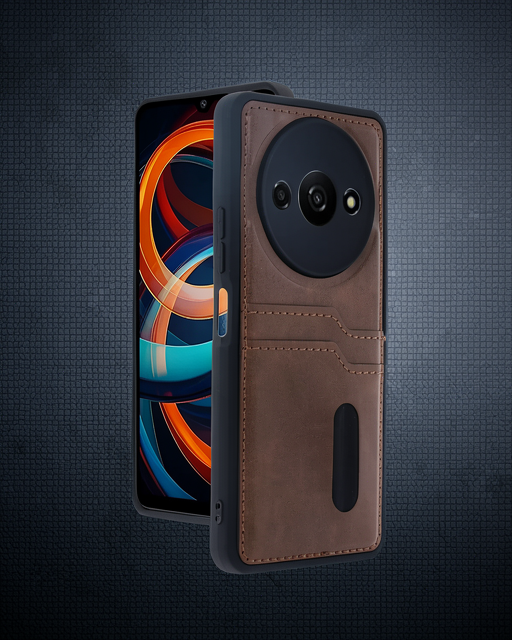 Xiaomi Redmi A3 4g Kılıf Sara Kartvizitli Deri Kılıf - Taba