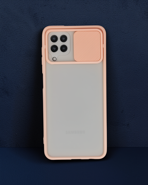 Samsung Galaxy A22 Kılıf Palm Buzlu Kamera Sürgülü Silikon - Pembe