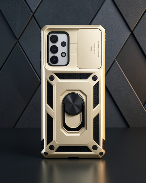 Samsung Galaxy A53 5g Kılıf Pars Lens Yüzüklü Silikon - Gold