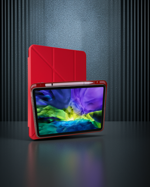 Apple İpad Pro 11 (2018) Kılıf Kalemlikli Mars Tablet Kılıfı - Kırmızı