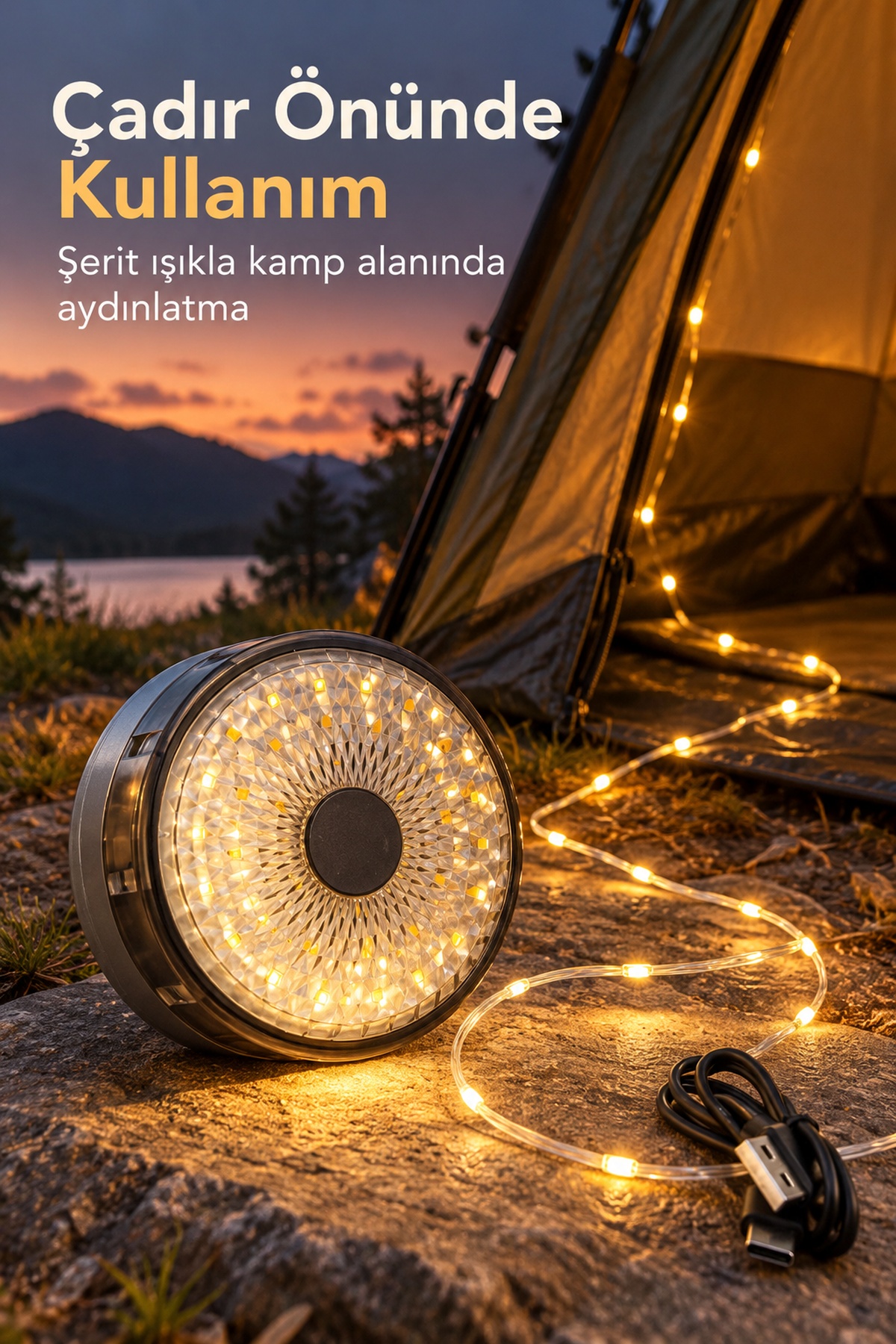 Şarjlı Kamp Lambası ve Çok Modlu LED Şerit Işık