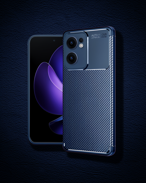 Oppo Reno 13f Kılıf Auto Focus Karbon Kapak - Lacivert