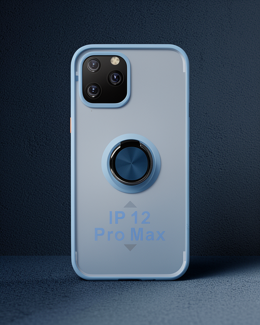 Apple İphone 12 Pro Kılıf Montreal Yüzüklü Silikon Kapak - Buz Mavi
